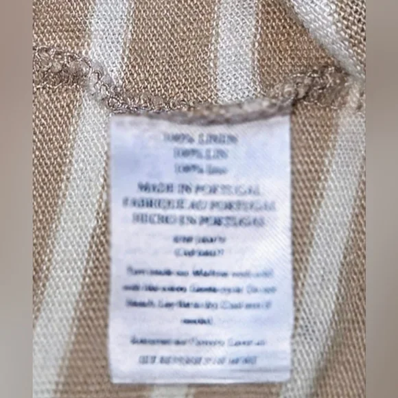 Faherty XL Striped Oceanside Linen V Neck T-Shirt short sleeve cropped slub knit - Picture 5 of 9